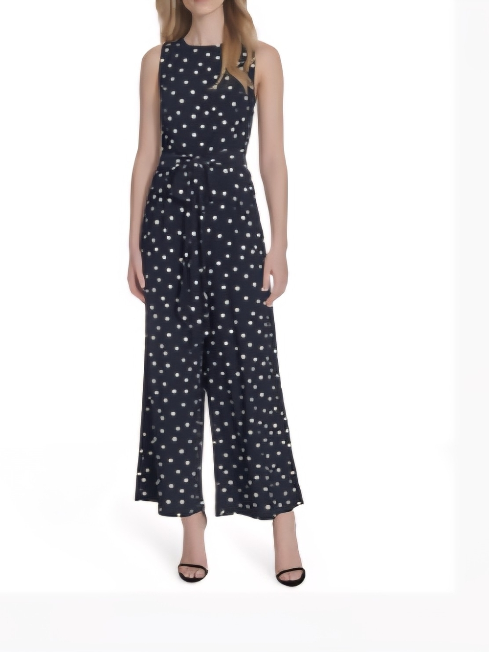 Tommy Hilfiger Navy and White Polka Dot Sleeveless Jumpsuit